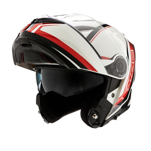 Casco MAC 908 Rock Stroke Blanco / Negro / Rojo Brillo