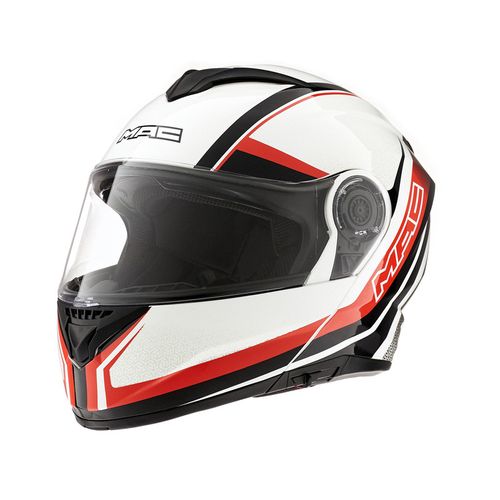 Casco MAC 908 Rock Stroke Blanco / Negro / Rojo Brillo