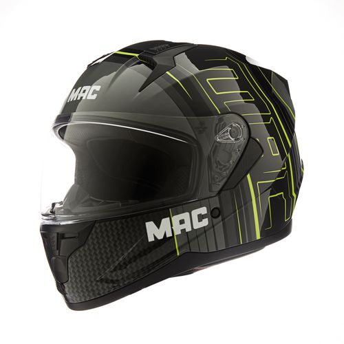 Casco MAC Bass Cage Negro / Amarillo / Brillo