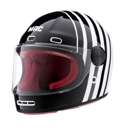 Casco Mac 006 Rooster Stripe Negro / Blanco / Brillo