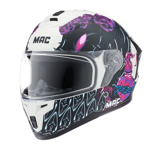 Casco Mac 070 Volt Lovepredator Blanco / Violeta / Mate