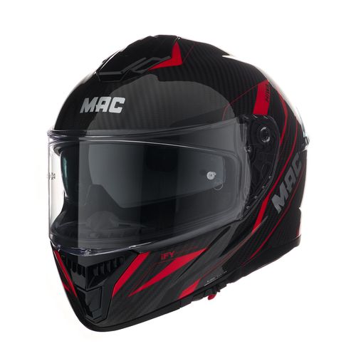 Casco MAC 861 Alpha Carbono Hiwa Negro / Rojo / Brillo
